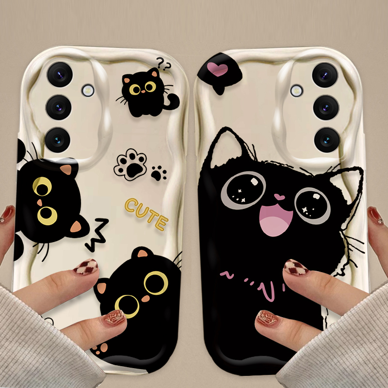 Cute Big Eyes Black Cat Case f - Samsung Galaxy A55 ulasan dan harga