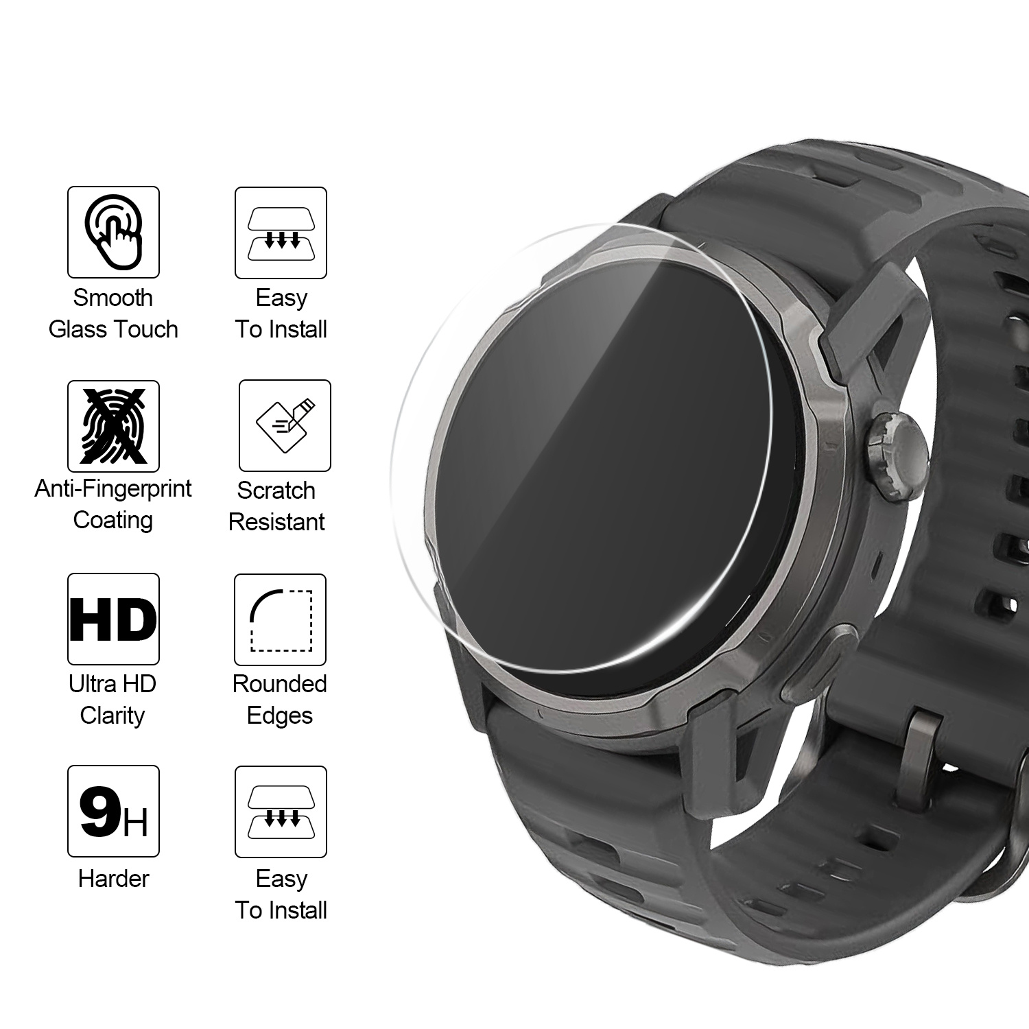 2Pcs Watch Protectors for Coro - Tempered Glass Screen 9H ulasan dan harga